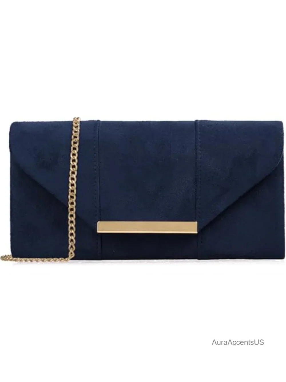 Faux Suede Envelope Clutch Purse Evening Velvet Handbag Foldover Shoulder